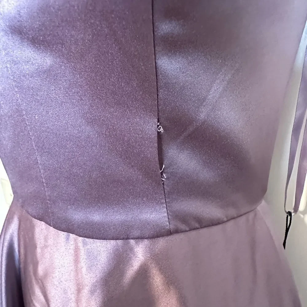 La Femme Lavender/Gray Spaghetti Strap V Neck Dress Size 4 NWT - Picture 10 of 14